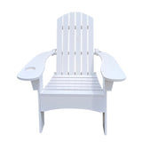 Outdoor or indoor Wood Adirondack chair with an hole to hold umbrella on the arm ,white W2297P143389