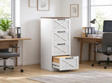 Farmhouse Vertical Printer Stand with X Pattern, 4-Drawer Storage Cabinet Fits Letter Files, White 32187189
