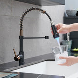 LED Commercial Kitchen Faucet with Pull Down Sprayer, Single Handle Single Lever Kitchen Sink Faucet W1932P171738
