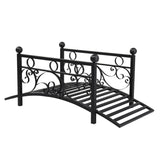 ZNTS 102*51*43cm Garden With Round Iron Ball Flat Top Handrail Garden Iron Bridge Black 61669682