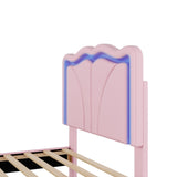 Twin Size Upholstered Platform Bed with Curve Shaped and Height-adjustbale Headboard,LED Light 04179542