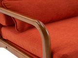 High Back Solid Wood Armrest Backrest Iron Frame Linen Indoor Leisure Chair 08337258