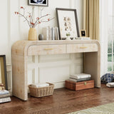 ZNTS TREXM Unique Retro Silhouette Console Table with Open Style, Two Top Drawers for Entrance, Dinning WF317094AAD