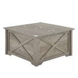 ZNTS Farmhouse Coffee Table, Square Wood Center Table with Large Hidden Storage Compartment for Living 68961581