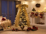 6FT Pre-Lit Flocked Christmas Tree with 42 Real Pine cones & Gold Ribbon Bows, 200 Warm White LEDs 8 N704P526149J
