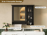 3-in-1 Bathroom Mirror Cabinet, 24-inch Wall Mounted Medicine Cabinet with Adjustable Shelf & Tower N710P401340B