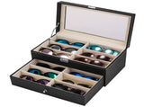 Leather 12 Piece Eyeglasses Storage and Sunglass Glasses Display Drawer Lockable Case Organizer 17832318