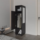 ZNTS Summit Wardrobe in melamine with mirror,door and open storage B128P225196