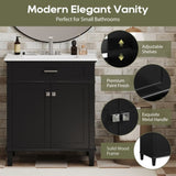 ZNTS 30-inch bathroom vanity with ceramic basin, soft close door and adjustable shelves N729P173380B