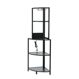 ZNTS 5 Tier Corner Shelf with LED Light and USB Plug, With Glass Holder, Tall Standing Shelf for Wall W420P207358