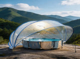 16-foot retractable pool cover, PVC film fiberglass rod pool fence, outdoor swimming pool 15735388