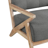 Modern Tufted Back Accent Chair 1pc Dark Gray Upholstery Antique Finish Solid Rubberwood Unique B011P182497