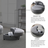 Welike Swivel Accent Barrel Modern Dark Grey Sofa Lounge Club Big Round Chair with Storage W83469809
