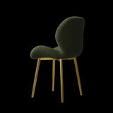 Modern minimalist green teddy velvet Dining Chairs Set of 2 with sturdy gold metal legs and W1727P251143