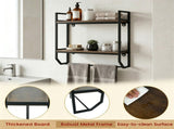 2-Tier Wall Mounted Bathroom Shelf with 22" Towel Bar, Industrial Storage Rack Engineered Wood & 09132622