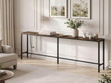 63" Console Table with US Standard Power Outlet, Melamine MDF Tabletop & Black Metal Frame, Rustic 43994043