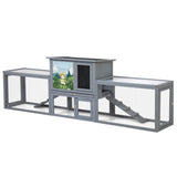 Large 2-Story Outdoor Rabbit Hutch, Bunny House with Dual Runs, Resting Room, PC Sun Roof, Pull-Out W2181P356097