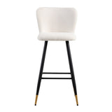 30'' modern style barstool,with white seats, black metal legs, and gold - tipped ends,suitable for N780P228980W