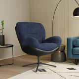 360&deg Swivel Office Chair, Modern Chenille Chair with Faux Leather and Black Metal Base Frame, No N817P205024B