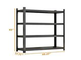 4-Tier Height-Adjustable Metal Storage Rack, Vertical Organizer, 63" H 45.27" W 17.7" D, Black, 59503642