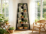 5-Tier Farmhouse Corner Bookshelf, 70" Tall Corner Shelves Plant Stand for Living Room 48121382