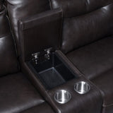 Contemporary Recliner Console Loveseat - Coffee or Wine Color Options - Power Reclining, B081109560