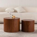 Round Wood Coffee Table for Living Room for Small Space Apartment and No Need Assembly W3081P255021