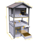 Three Story Outdoor Cat House with Balcony, Large Feral Villa Cat Shelter Weatherproof, 3 Story W1431P284943