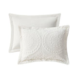 Full/Queen Embroidered Medallion Faux Fur Ultra Plush Comforter Mini Set B03597033