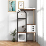 ZNTS Cat Tree Tower for Indoor Cat, Cat Tower House with Scratcher Post, Cat Tree Condo with Scratching W1687106559