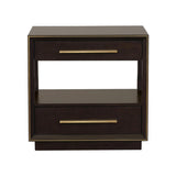 2 Drawers Nightstand with Shelf in Smoked Peppercorn Finish B016P255632