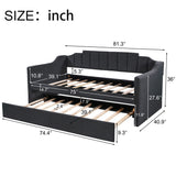 Upholstered Twin Daybed with Trundle,Black 46562591