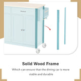 Kitchen Island Cart with 4 Door Cabinet and Two Drawers and 2 Locking Wheels - Solid Wood Top, WF286911AAN