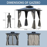 Outdoor Grill Gazebo 8 x 8FT, Hardtop BBQ Gazebo with UV-Resistant Polycarbonate Roof & Storage W765P269610