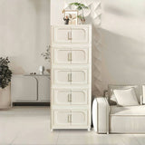 Cream White,19.69" Side Wide Folding Cabinet ,5 Tiers,19.69"11.81"50.00",Collapsible 83049585