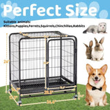 26 Inch Durable Cat Cage, Thickened Metal Wire Cat Enclosure Indoor with Double Doors, Lockable 17257751