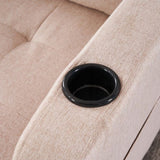 Beige Upholstered Armchair and Storage Ottoman Set - Comfortable Single Sofa with Cup Holders and 26067518