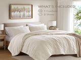 3 Pieces King/Cal King Cable Knit Chenille Comforter Set,Ivory B035P381301