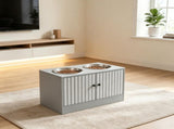 Elevated Dog Feeding Station with Storage Cabinet, 2 Stainless Steel Bowls & Slow Feeder for Large 27547625