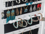 Full Mirror Wooden Wall Mounted 4-Layer Shelf 2 Drawers With Inner Mirror 8 Blue LED Light Jewelry 20257900