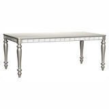 ZNTS Glamourous Silver Finish Rectangular Dining Table 1pc Draw Leaf Mirror Trim Apron Dining Room B01152297