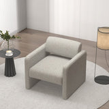 Beige stripe single sofa chair, upholstered comfortable chair with armrests, for dining W487P183020