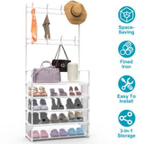 5-Tier Dustproof Entryway Hall Tree Coat Rack Shoe Rack With 8 Removable Hooks Freestanding Shoe 71189357