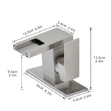 Bathroom Sink Faucet LED Light 3 Colors Changing Waterfall Glass Spout Hot Cold Water Mixer Single W1932P171692