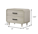 1pc Contemporary Style Two Drawers Nightstand Solid Wood Unique White Finish Bedroom Furniture B011P311879