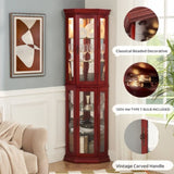 Corner Curio Cabinet Lighted Corner Display, Display Shelf Shelving Bar cabinet with Tempered W2275P177189