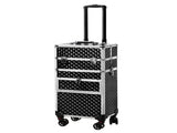 Aluminum Diamond Pattern Cosmetic Case 2-in-1 Sliding Suitcase with Rails Detachable Caster Wheel 49828354