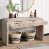 59'' Vintage Crafted Entryway Table,Two Hidden Handle Drawers,Farmhouse Console Table ,Easy W1445P214058