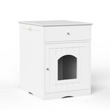 Wooden Pet House Cat Litter Box Enclosure with Drawer, Side Table, Indoor Pet Crate, Cat Home 05708744