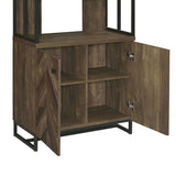 Rustic Oak Herringbone 2-Door Bookcase B062P153835